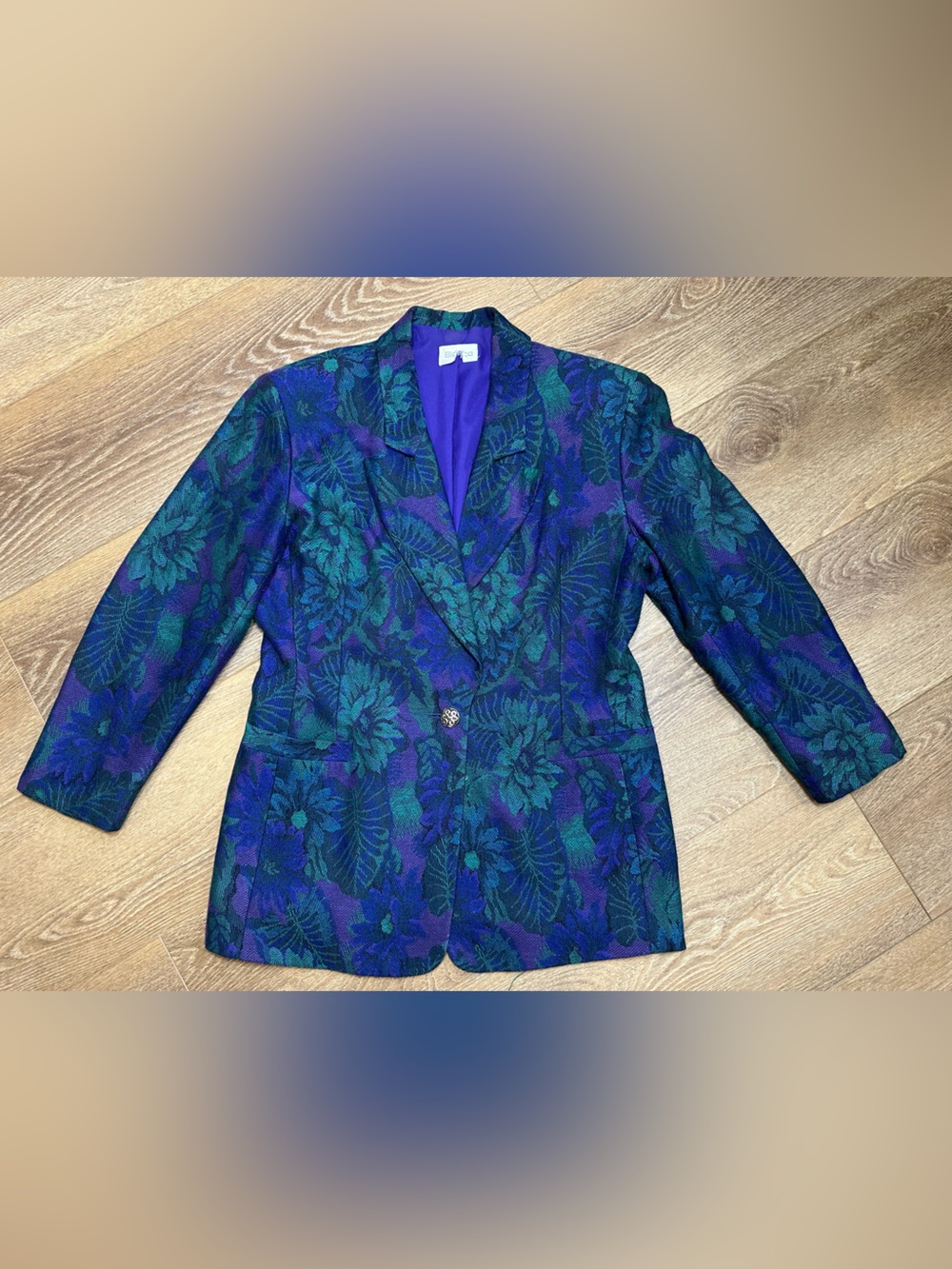 Vintage Bianca - tapestry blazer 10 - Floral Jacquard Blazer - Purple & Green